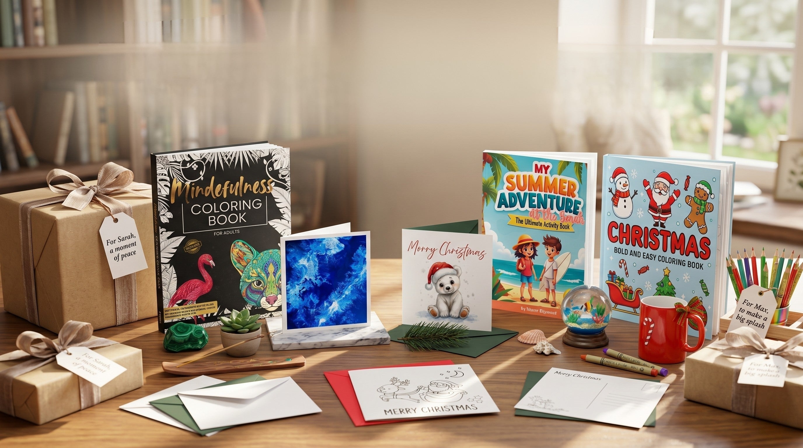 coloring book and greeting cards to color for christmas from the Art to Colour collection 