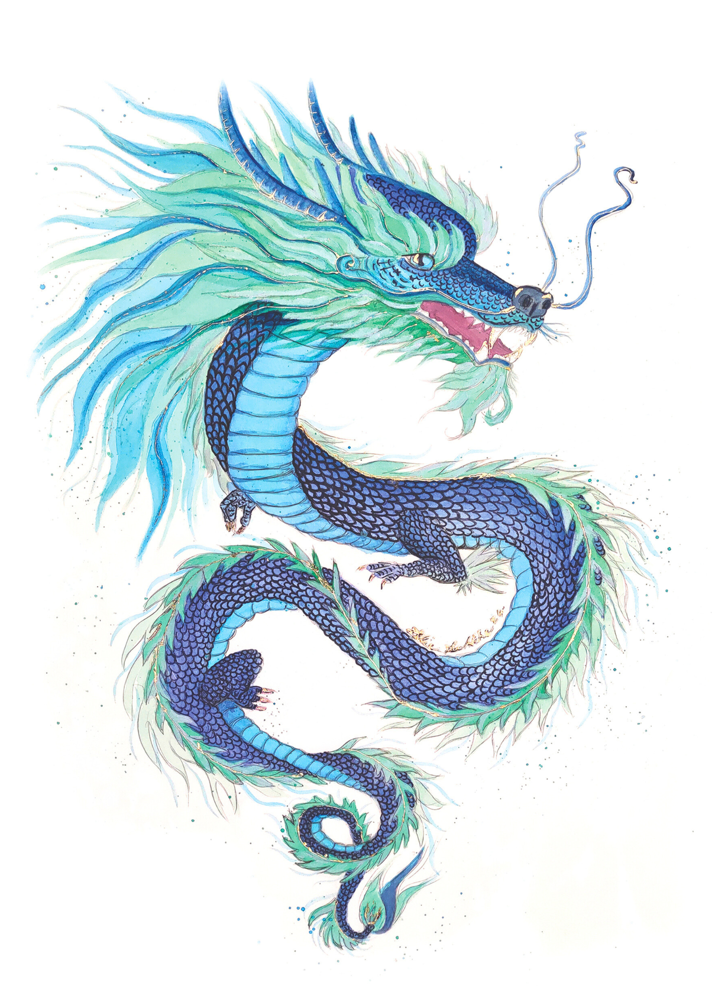 Colorful dragon illustration on a white background