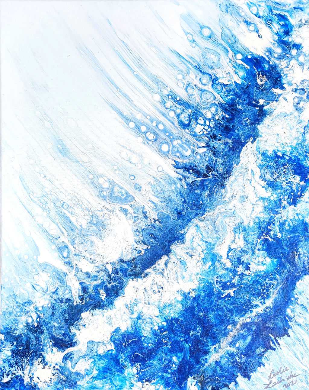 呼吸——原创流体丙烯酸海浪画作 | 海洋絮语系列 | Leslie Lachiche
