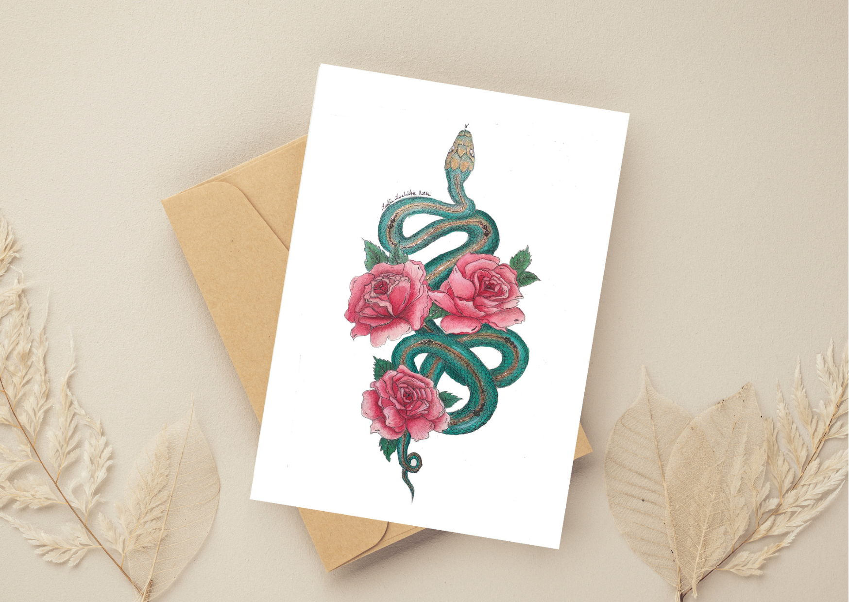 Emerald Snake — Art Greeting Card | CNY 2025