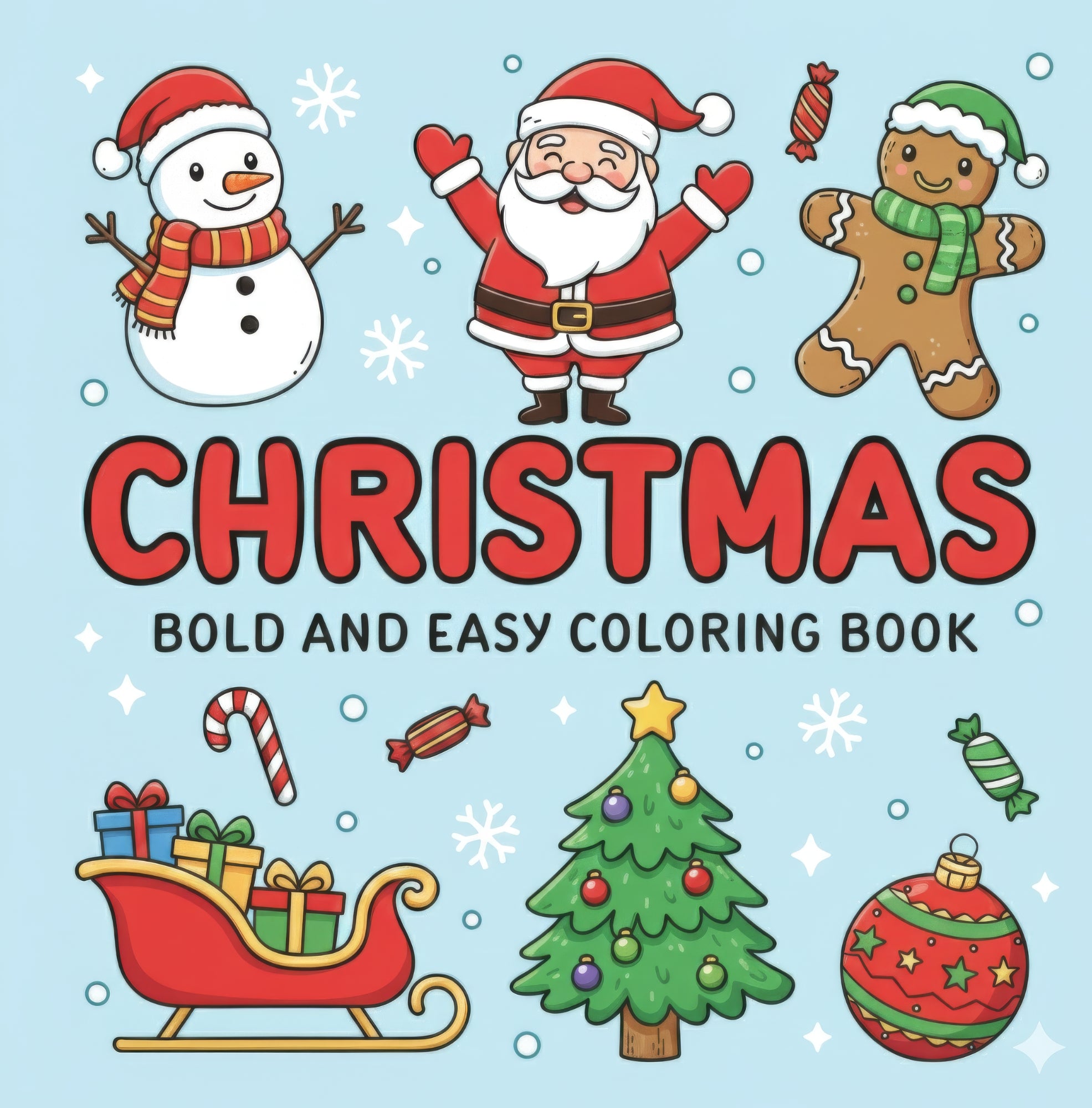 Bold & Easy Christmas Colouring Book — Digital Download | 50 Simple Festive Designs for All Ages | Naomi Baywood