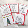 Christmas Coloring Cards — Bundle Pack of 5 | Color It Yourself Festive Greeting Cards