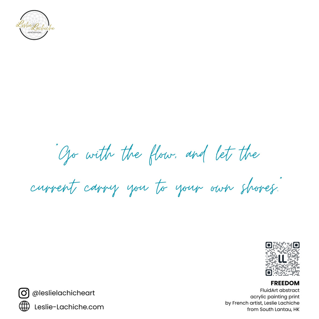 Motivational quote on a white background with a QR code and artist information.