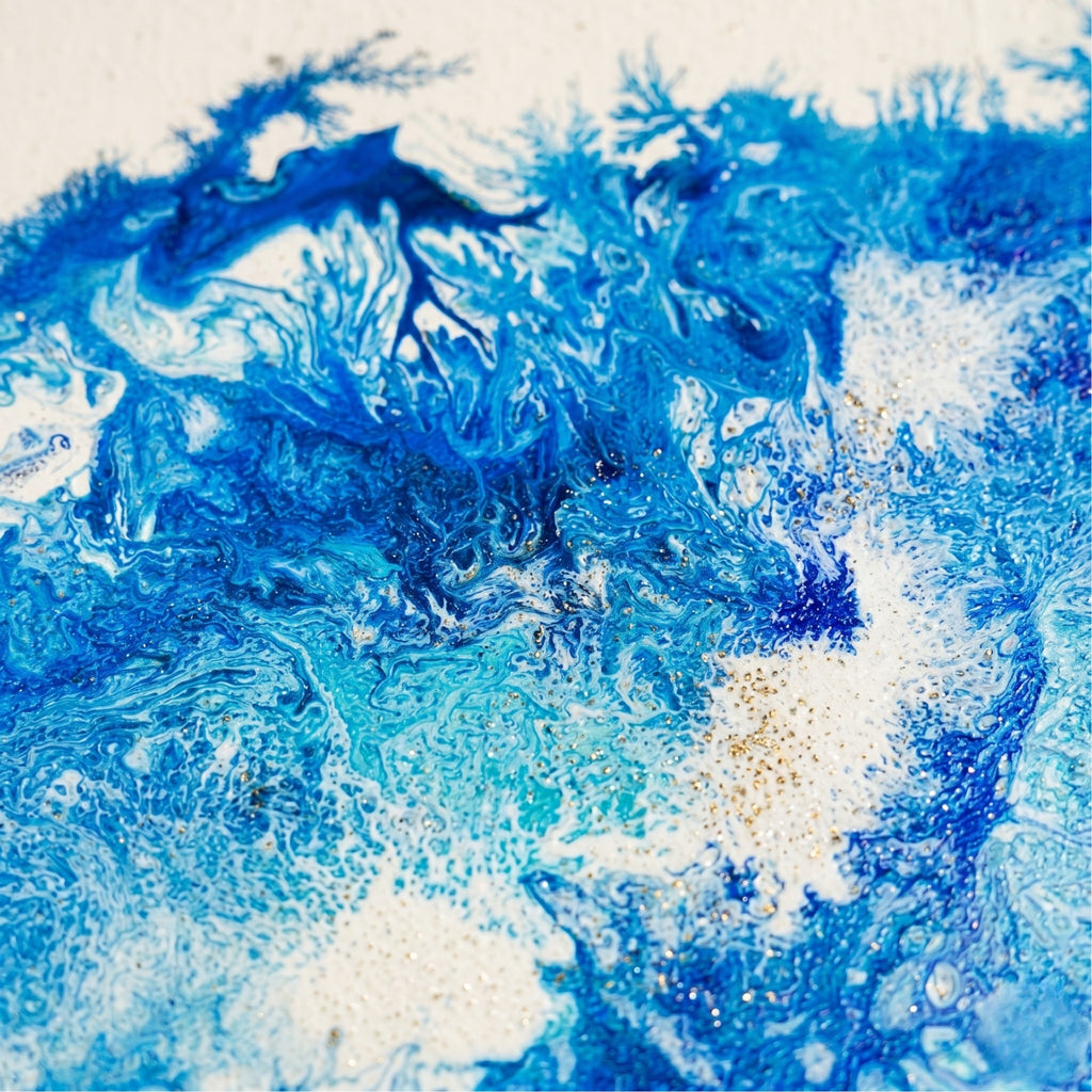 macro Abstract art with blue and white colors