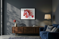 A3 art print red horse  in living rom 