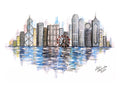 HK City - Art Poster | Silver foil | A4 | Skyline | HK LOCAL