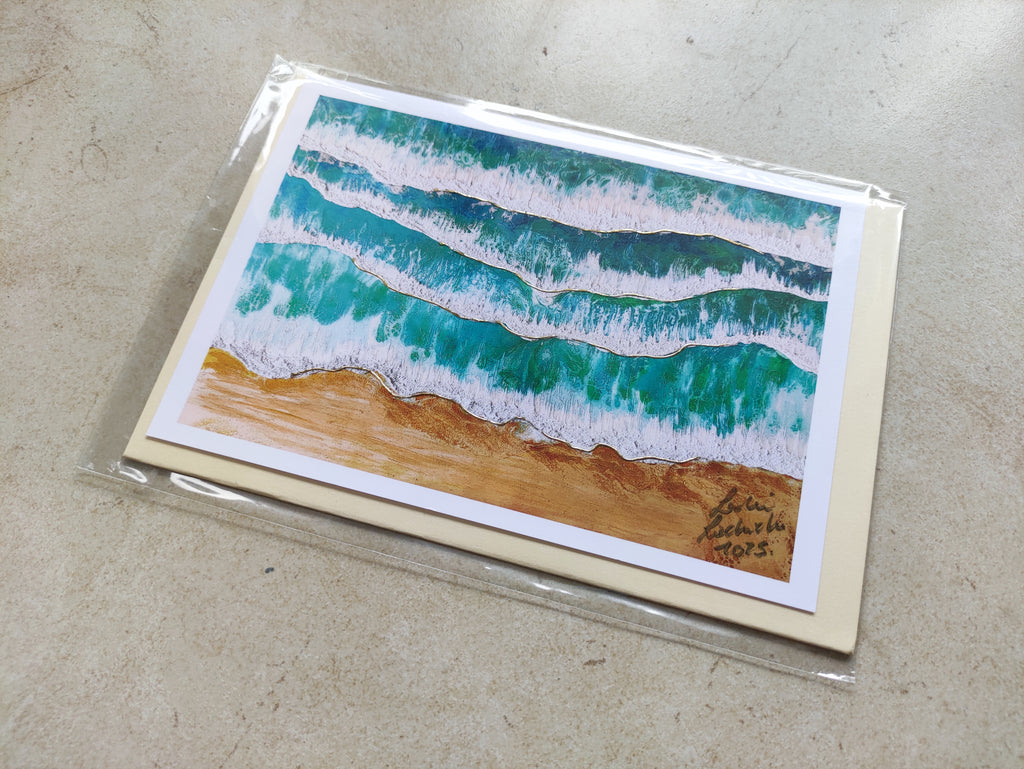 Beach waves | Fluid Art Greeting Card | HK LOCAL