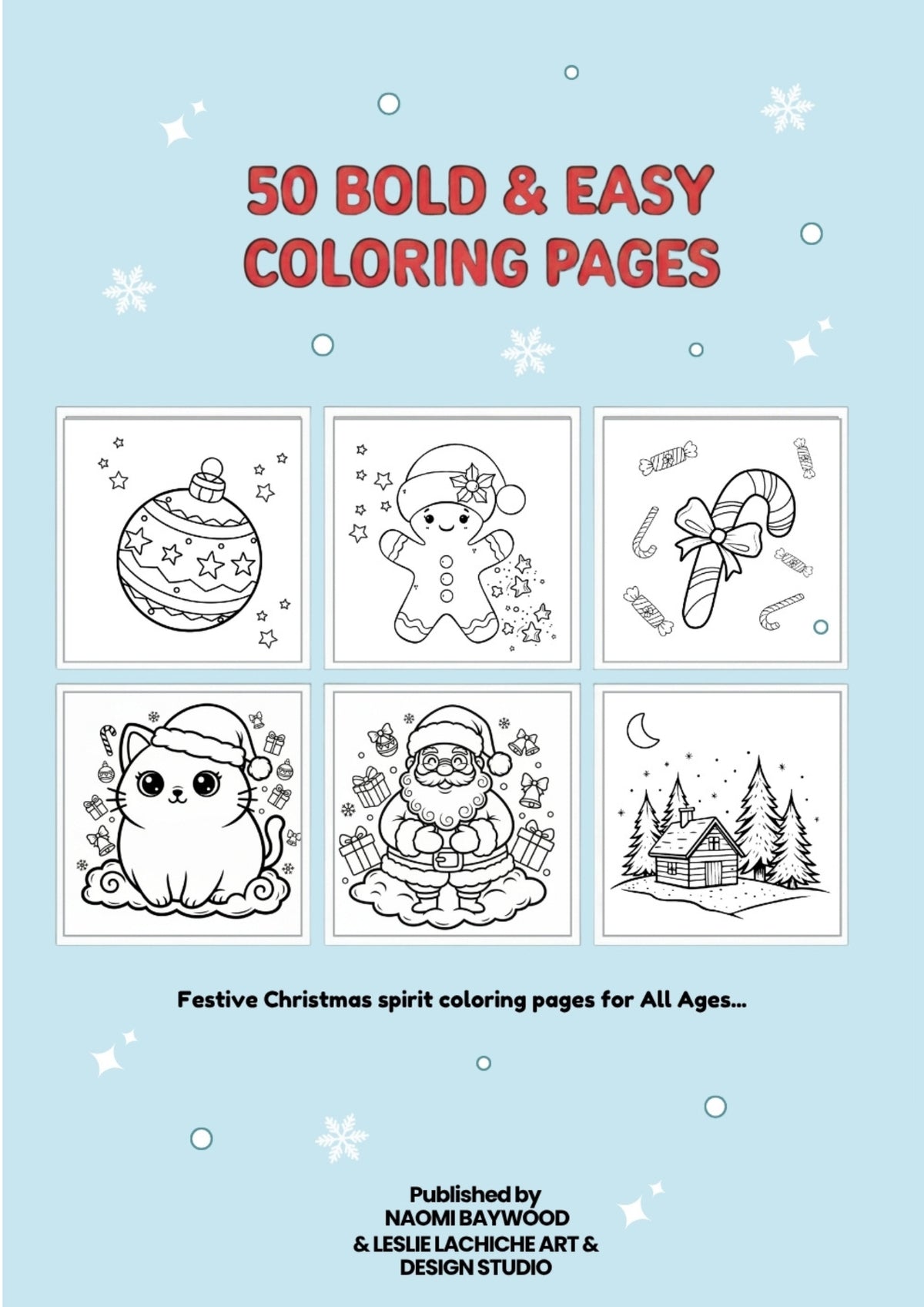 Libro de colorear navideño atrevido y sencillo — Descarga digital | 50 diseños festivos sencillos para todas las edades | Naomi Baywood