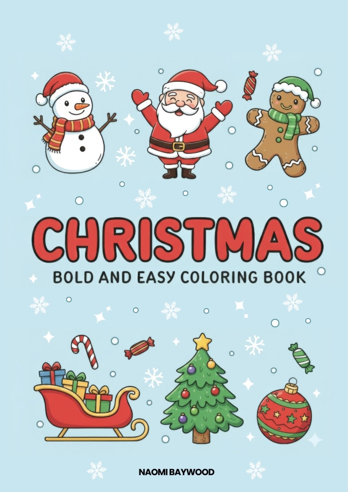 Libro de colorear navideño atrevido y sencillo — Descarga digital | 50 diseños festivos sencillos para todas las edades | Naomi Baywood