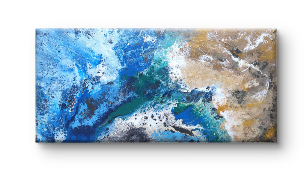 Gaia Origins — Pintura original de arte fluido aéreo de la Tierra