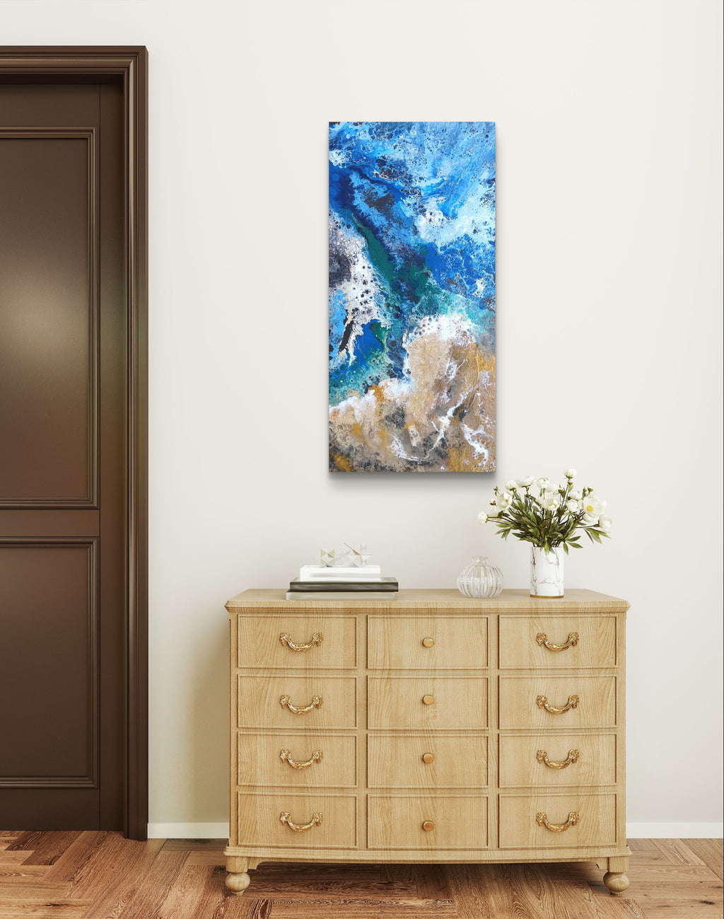Gaia Origins — Pintura original de arte fluido aéreo de la Tierra