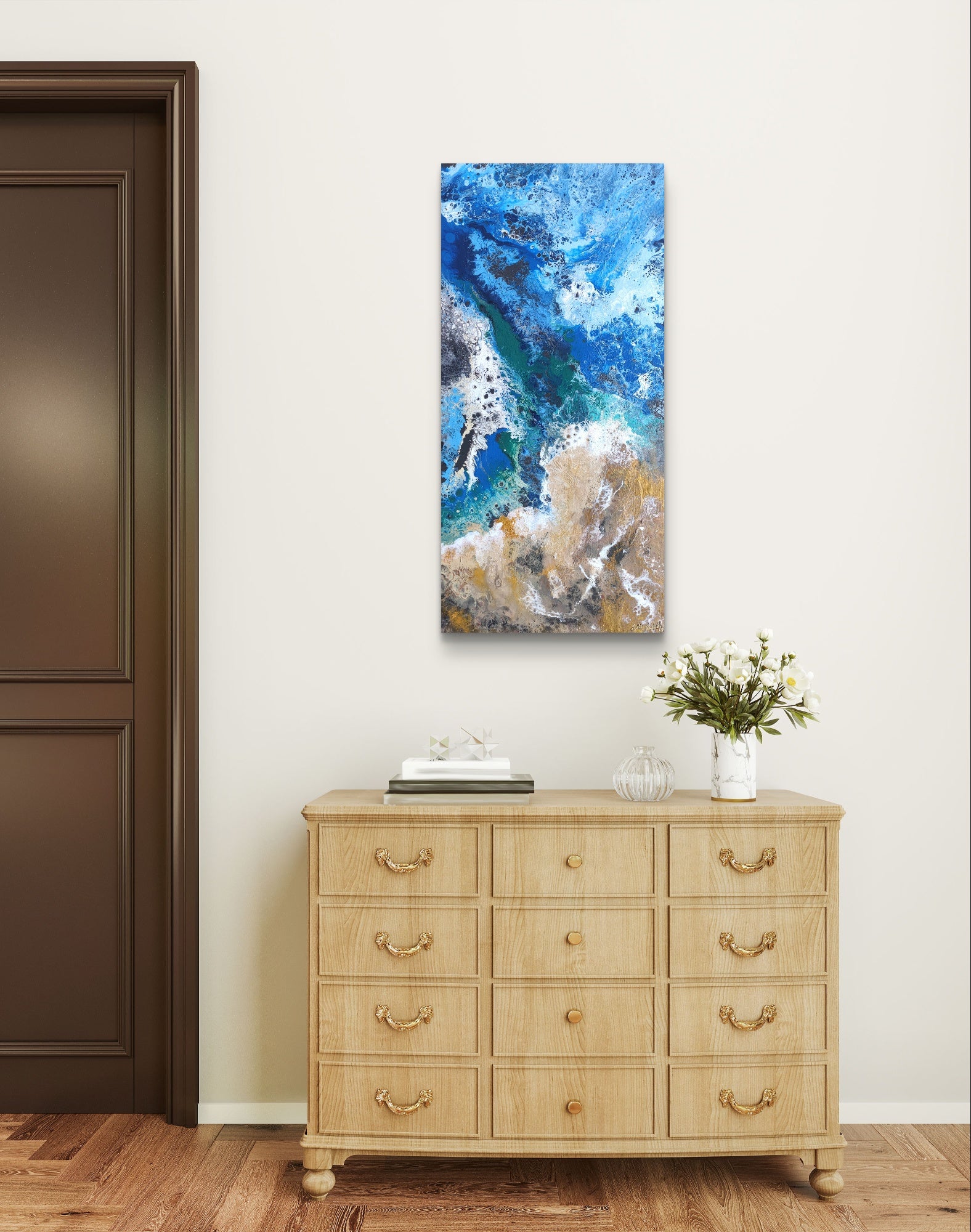 Gaia Origins — Pintura original de arte fluido aéreo de la Tierra