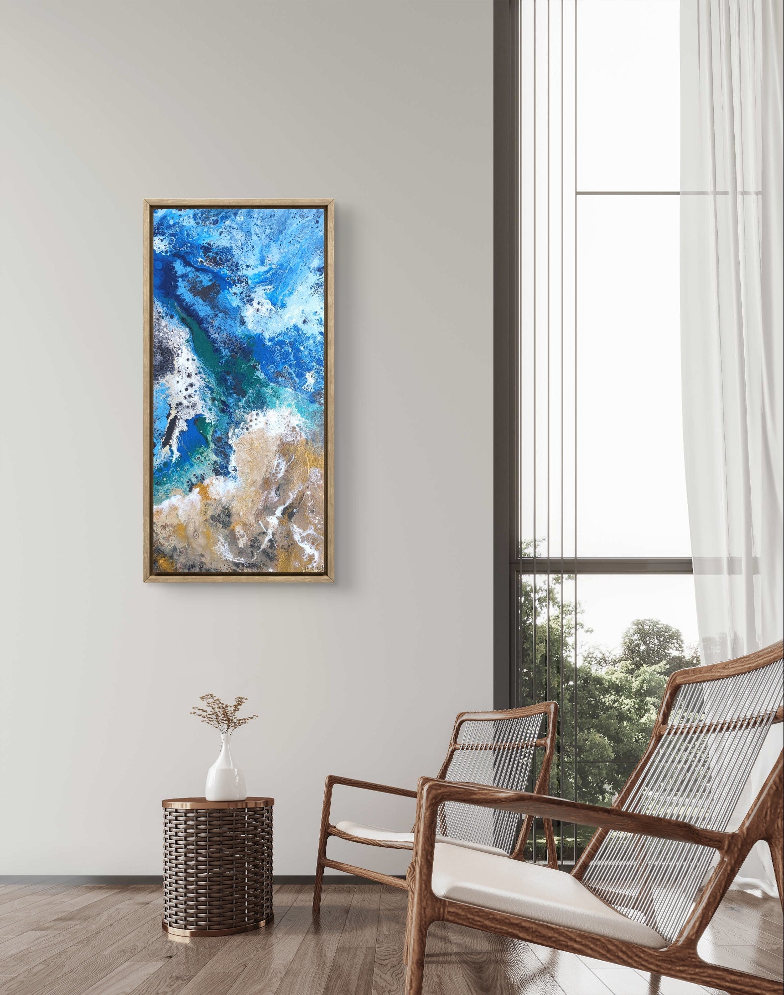 Gaia Origins — Pintura original de arte fluido aéreo de la Tierra