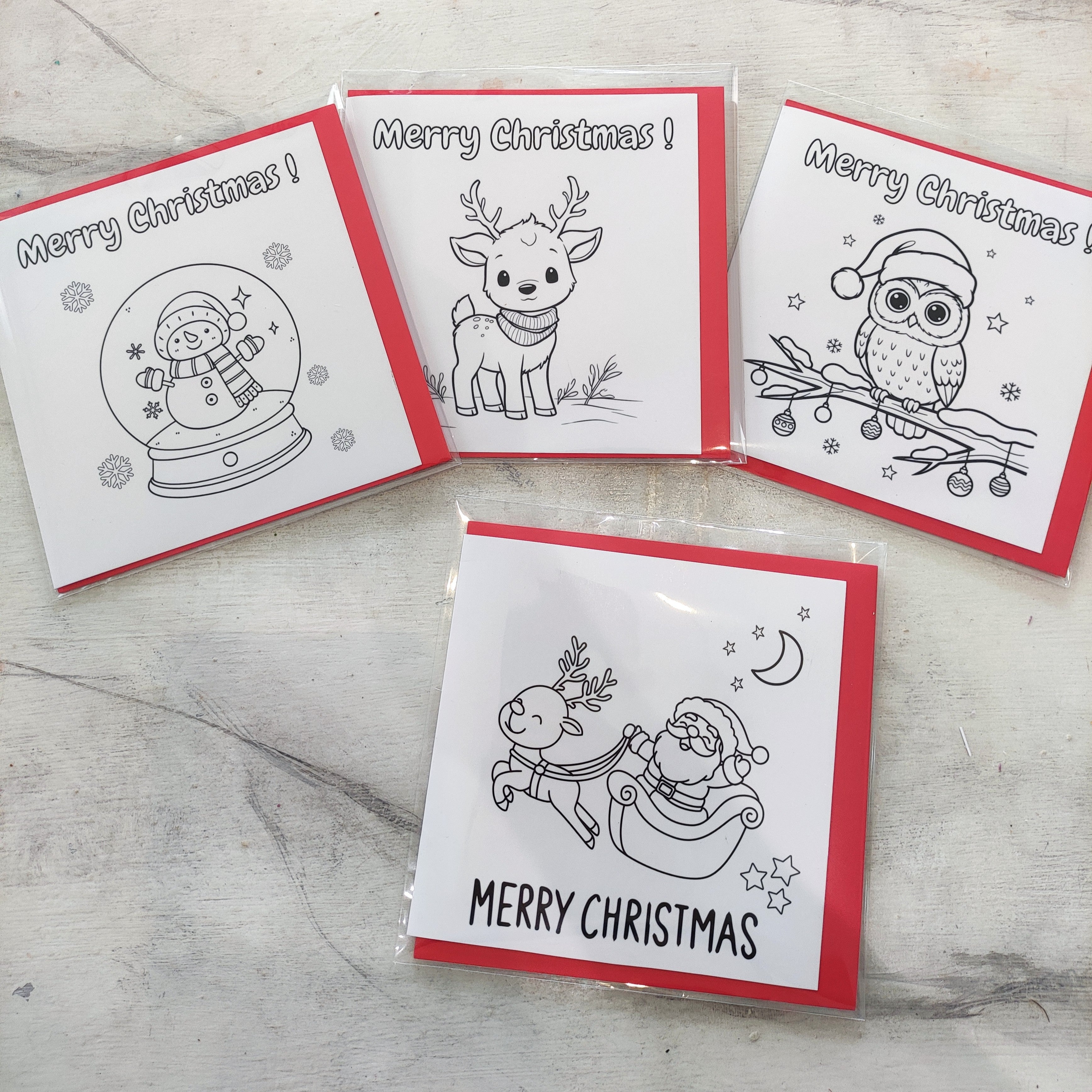 Christmas Coloring Cards — Bundle Pack of 5 | Color It Yourself Festive Greeting Cards