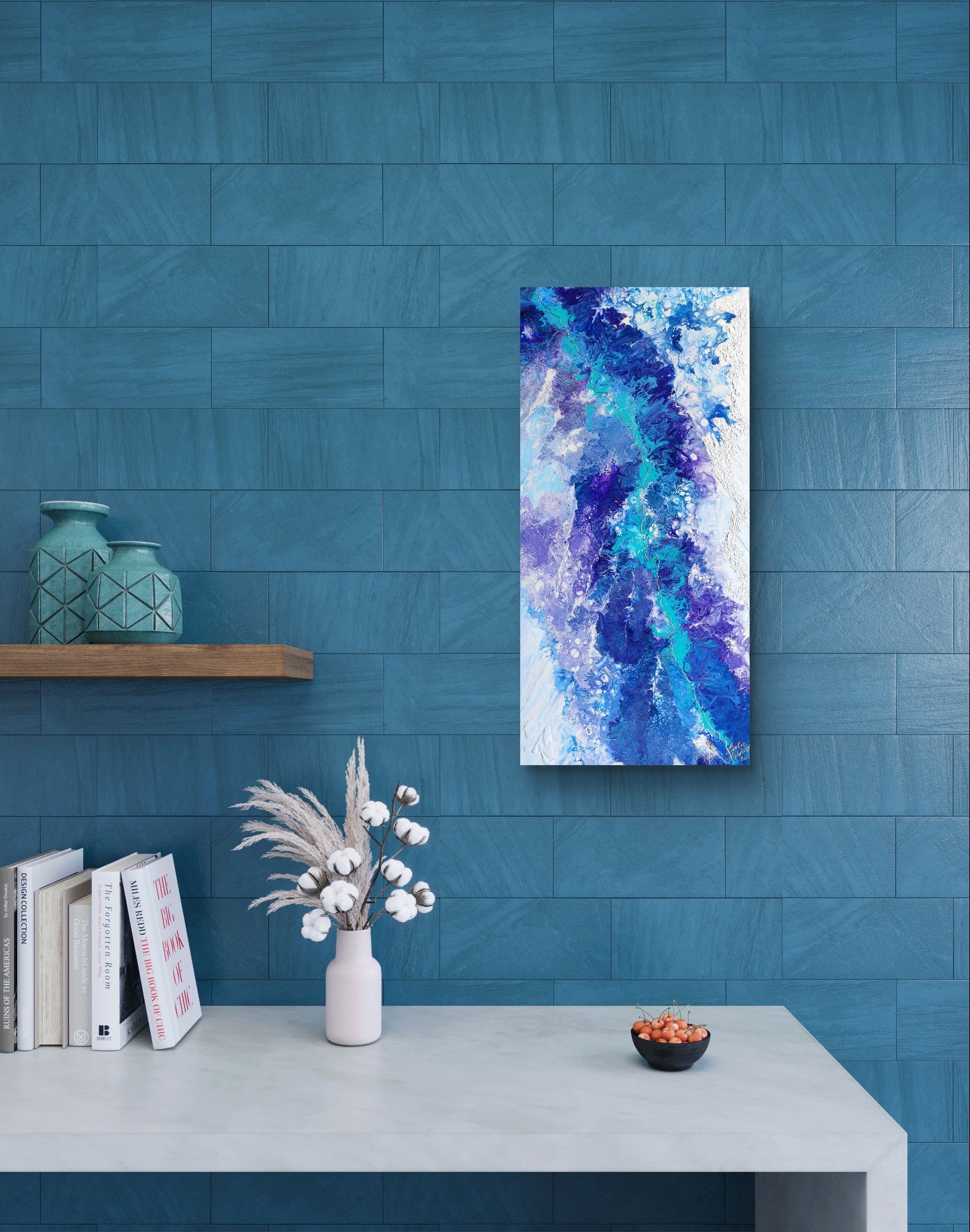 Iceflow — Original Fluid Art Painting with Silver Foil & Texture Paste | OCEAN Collection