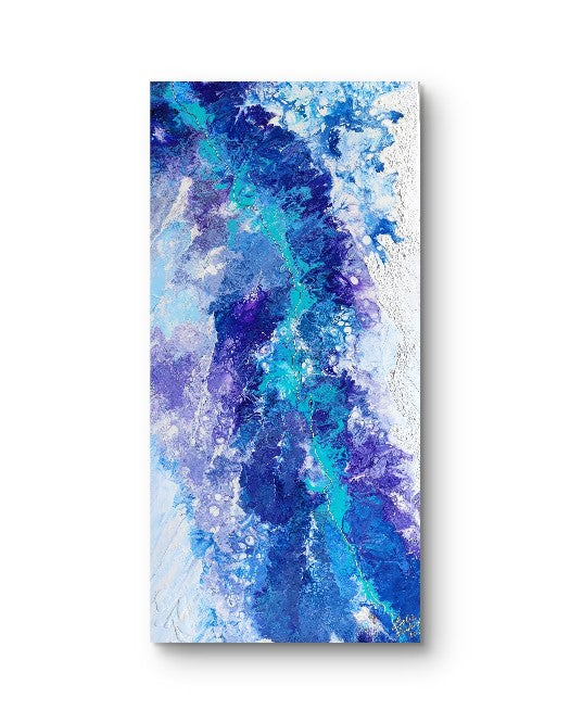 Iceflow — Original Fluid Art Painting with Silver Foil & Texture Paste | OCEAN Collection
