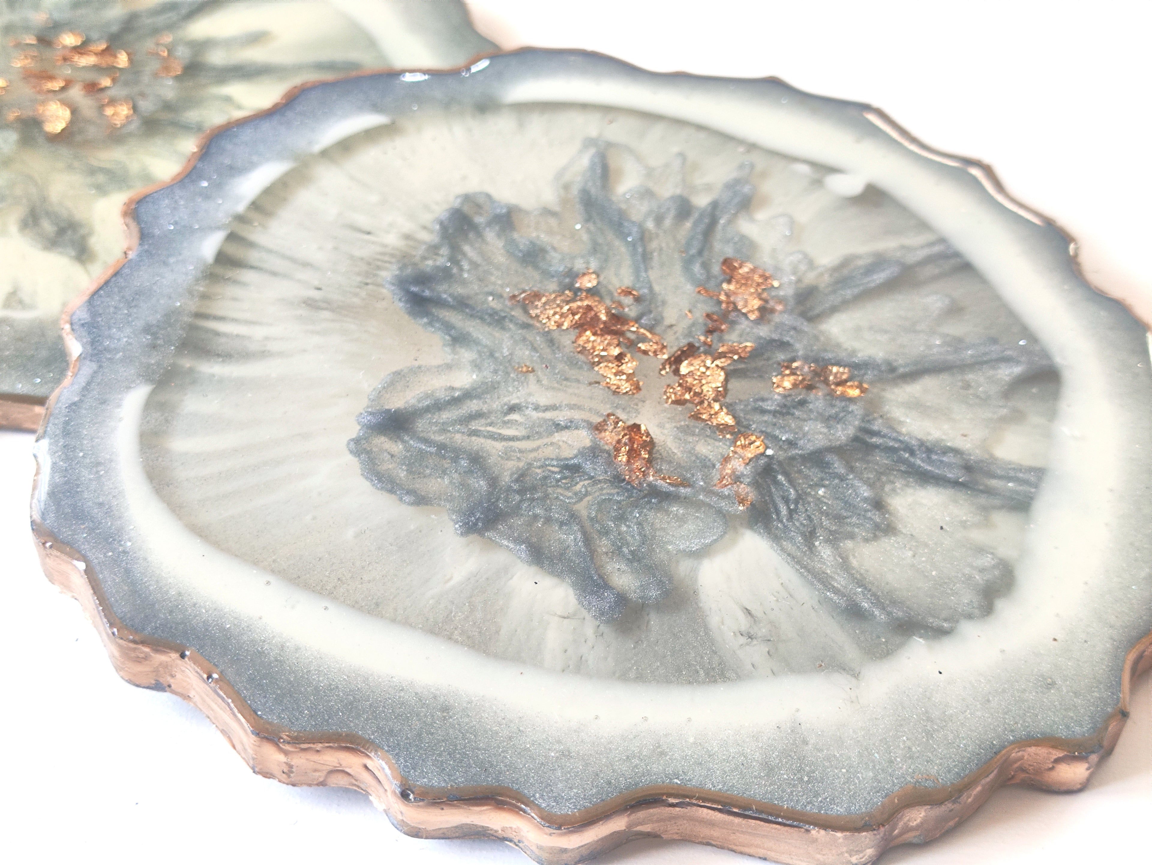Galaxy Storm Coasters — Set of Resin Art Coasters with Cork Backing | Leslie Lachiche Art Boutique