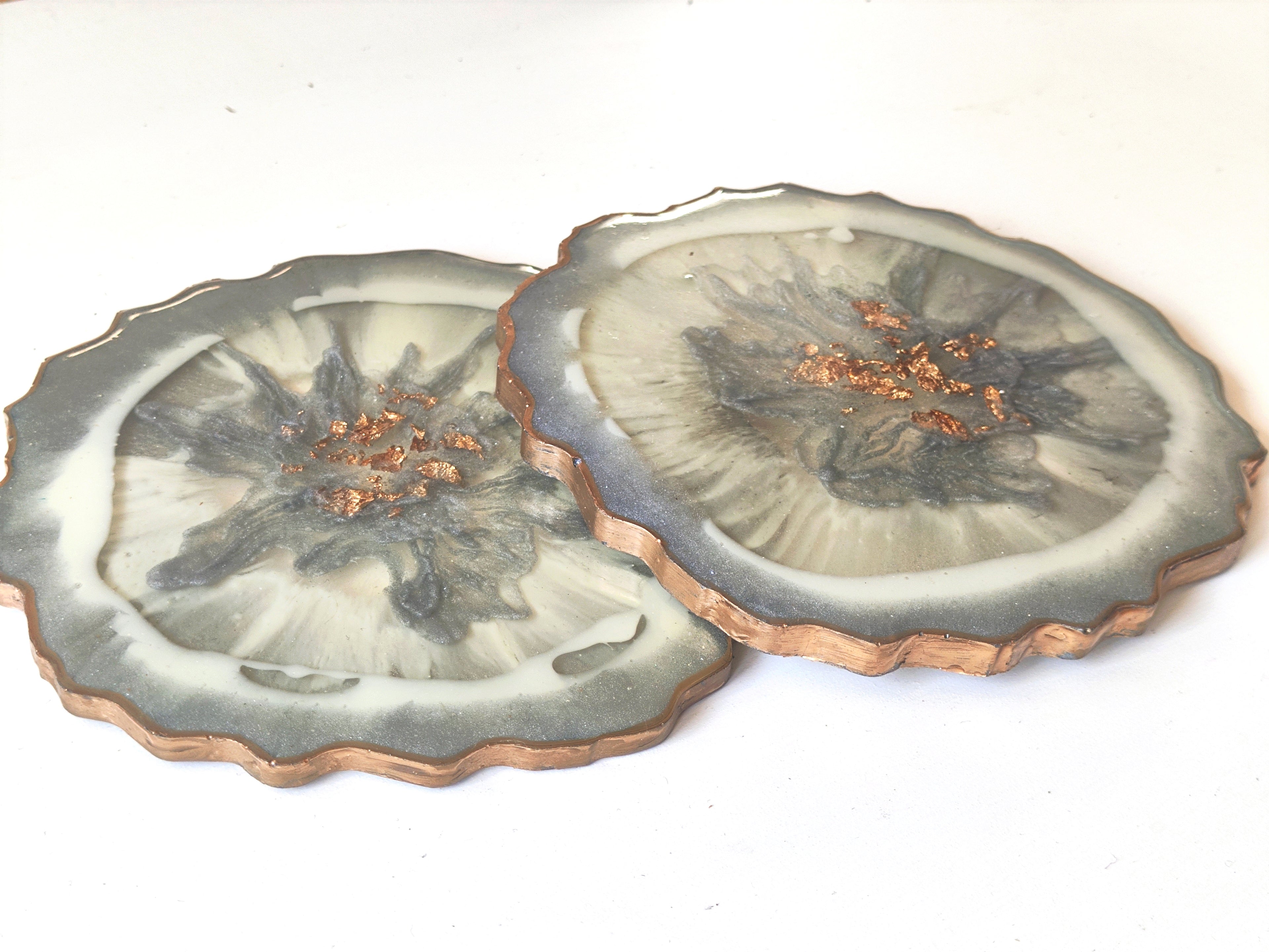 Galaxy Storm Coasters — Set of Resin Art Coasters with Cork Backing | Leslie Lachiche Art Boutique