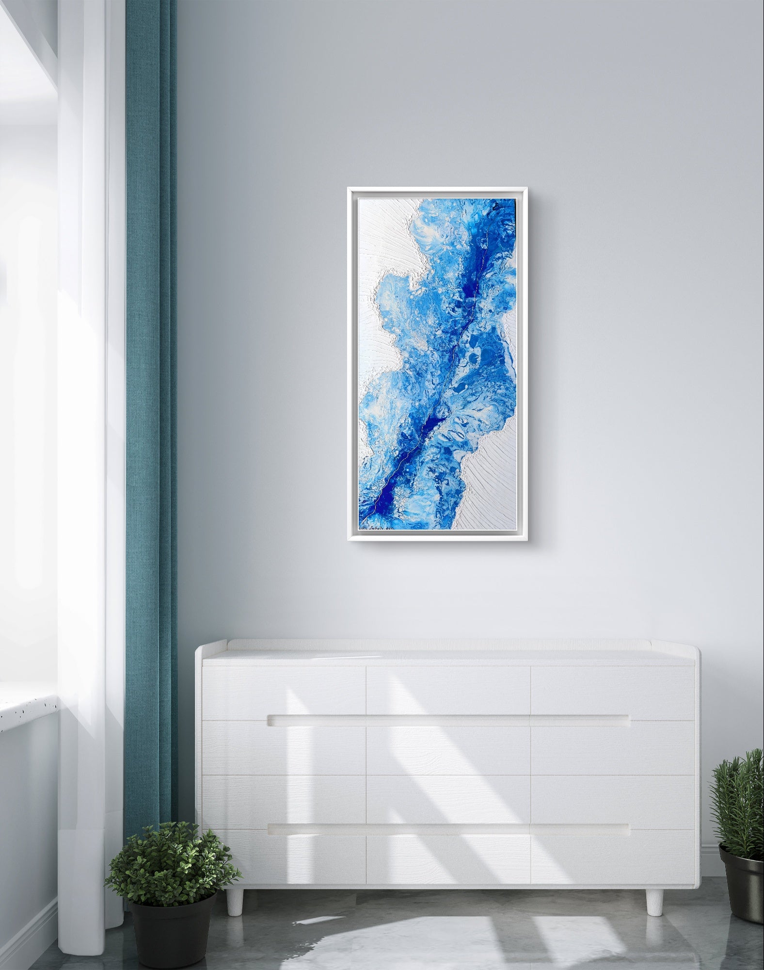 Jet — Original Fluid Art Painting with Crystals & Silver Foil | OCEAN Collection