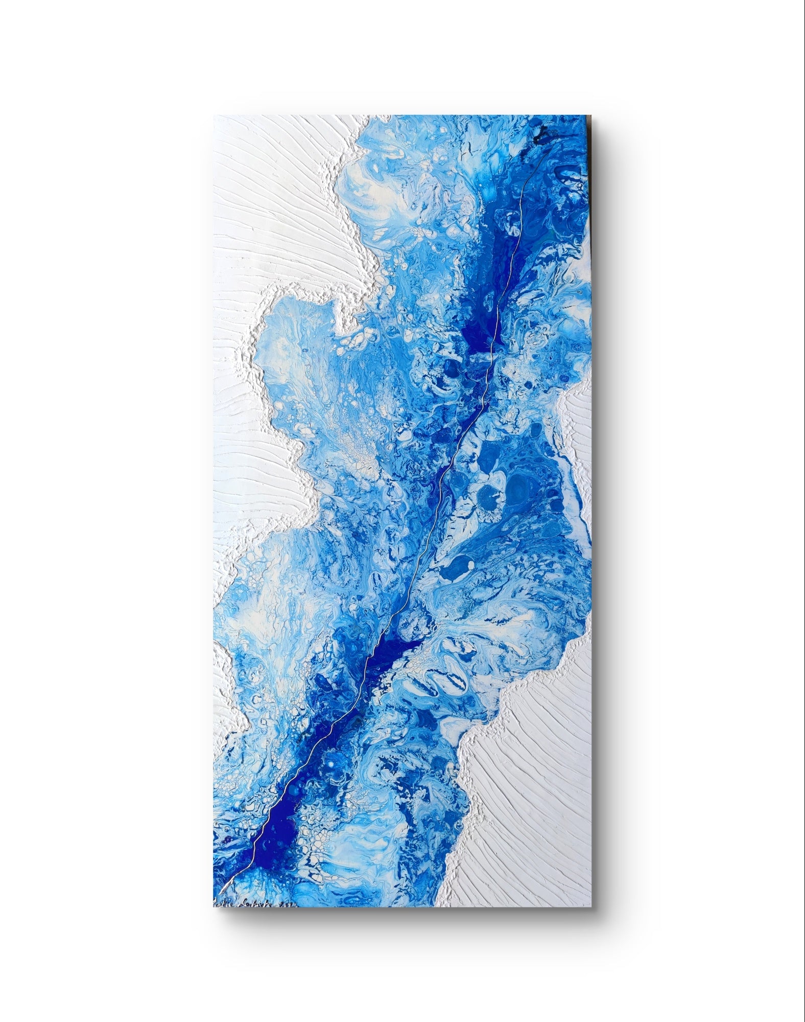 Jet — Original Fluid Art Painting with Crystals & Silver Foil | OCEAN Collection