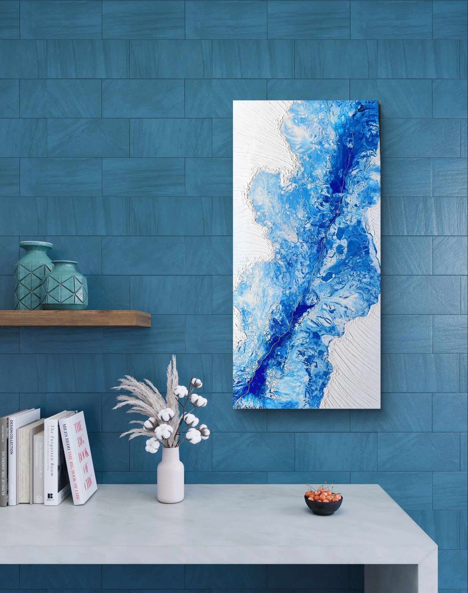 Jet — Original Fluid Art Painting with Crystals & Silver Foil | OCEAN Collection
