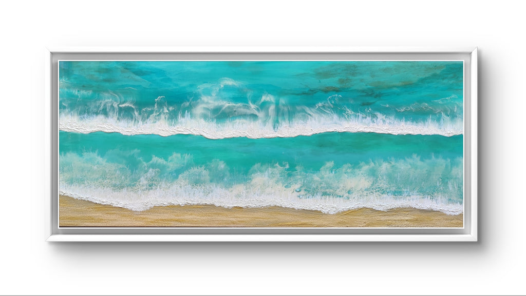 Maldives — Original Large Fluid Art Beach Painting with Sand & Gold | OCEAN Collection