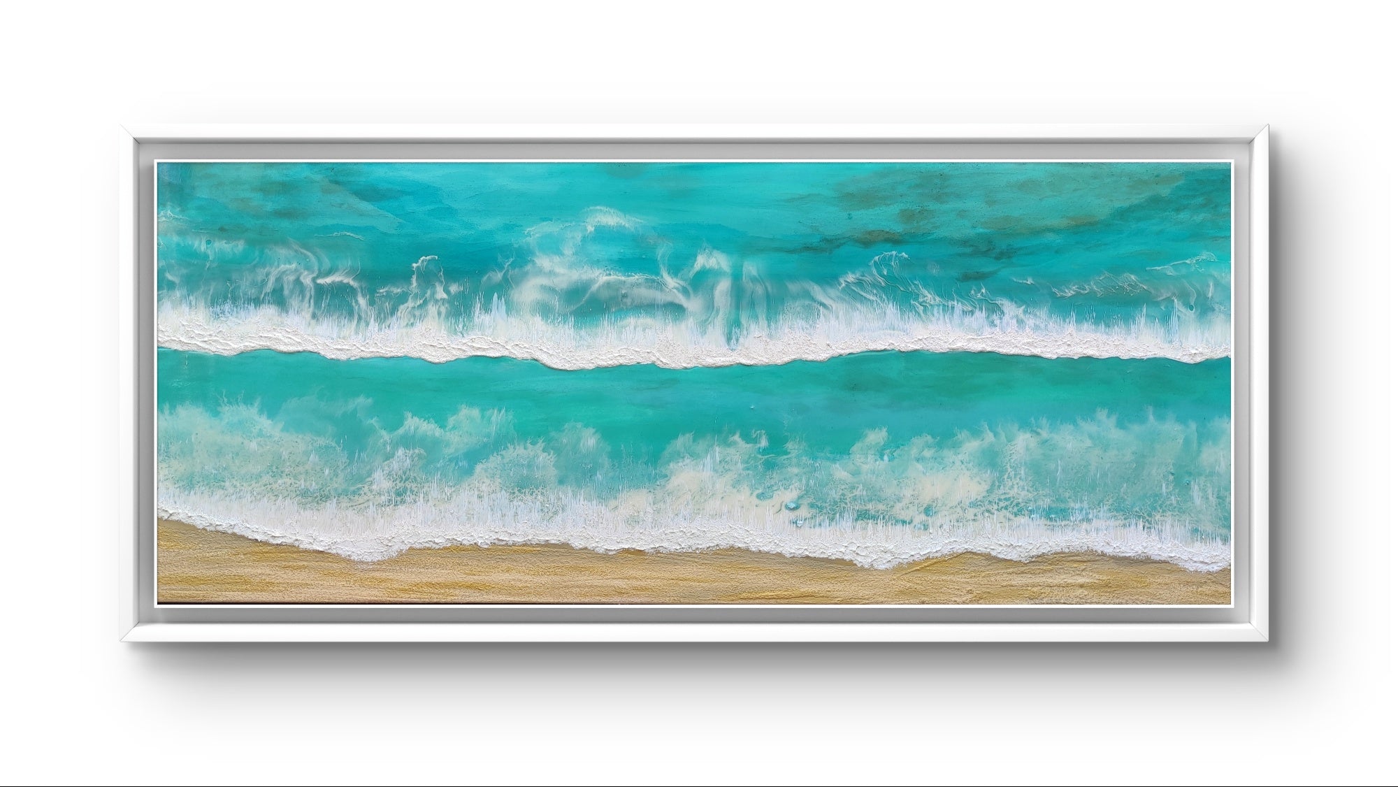 Maldives — Original Large Fluid Art Beach Painting with Sand & Gold | OCEAN Collection