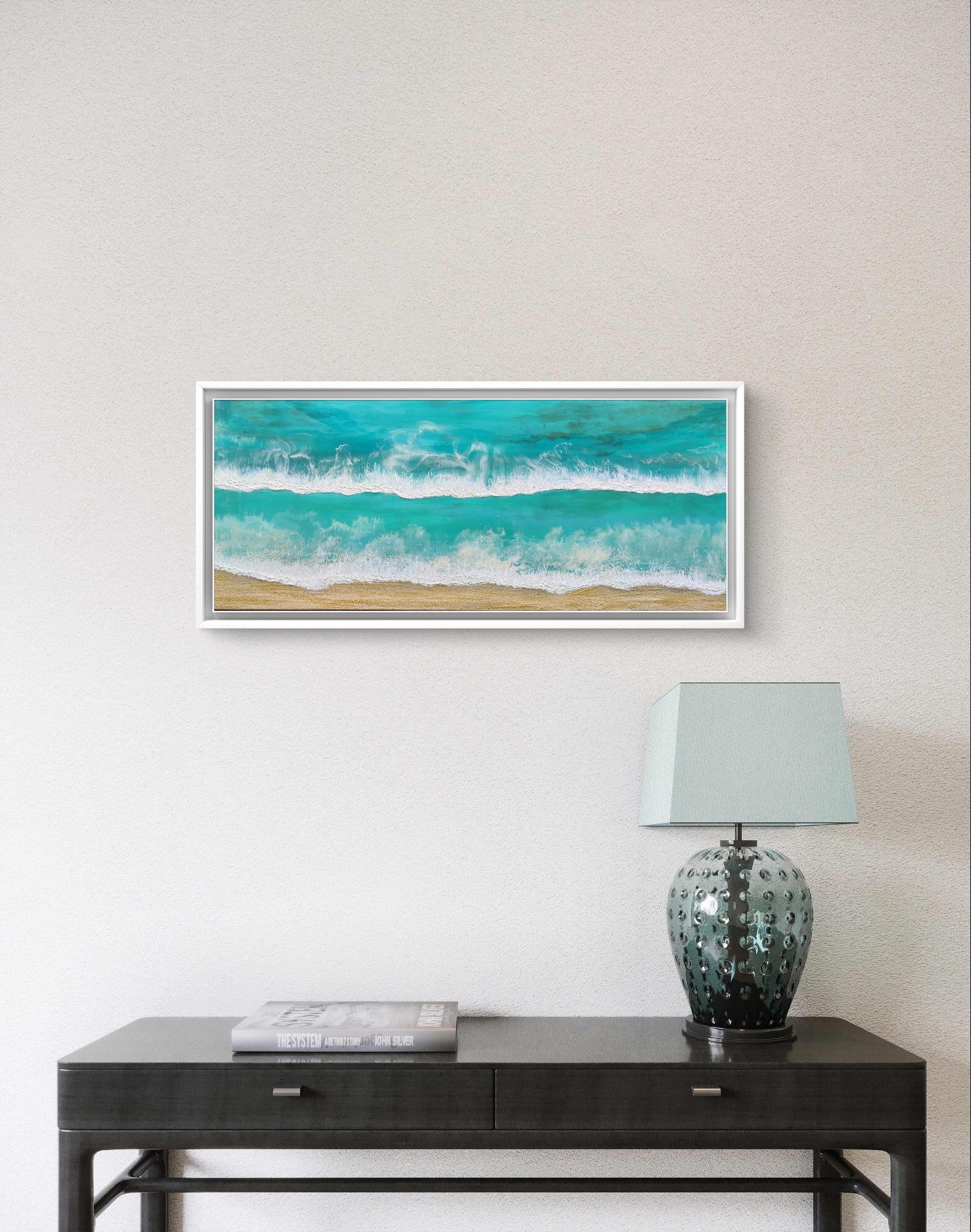 Maldives — Original Large Fluid Art Beach Painting with Sand & Gold | OCEAN Collection