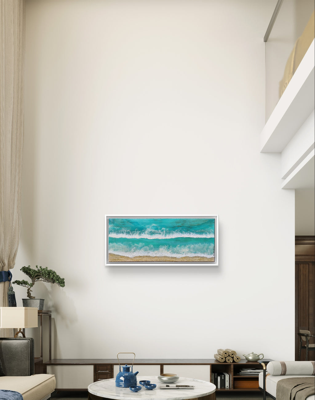 Maldives — Original Large Fluid Art Beach Painting with Sand & Gold | OCEAN Collection