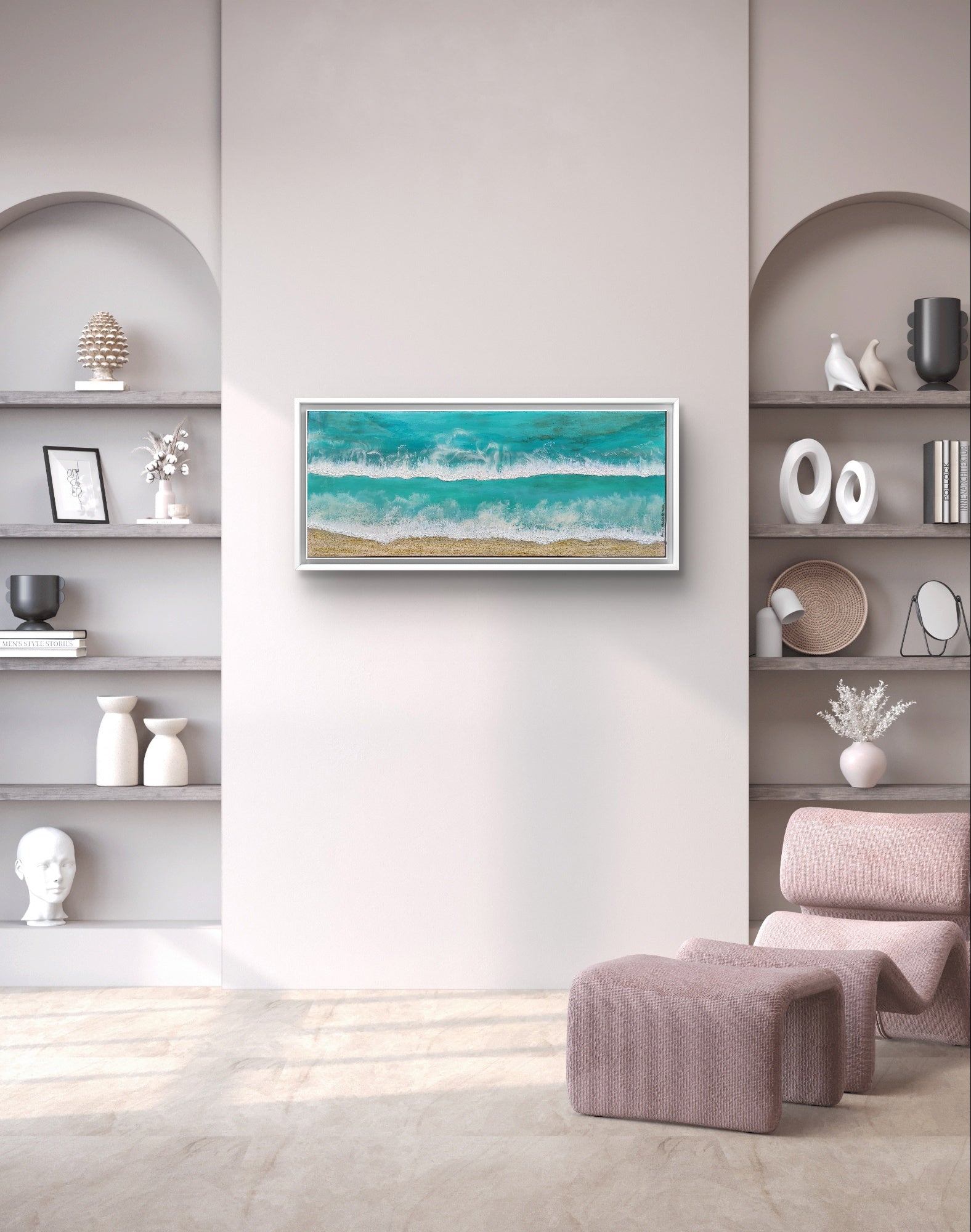Maldives — Original Large Fluid Art Beach Painting with Sand & Gold | OCEAN Collection