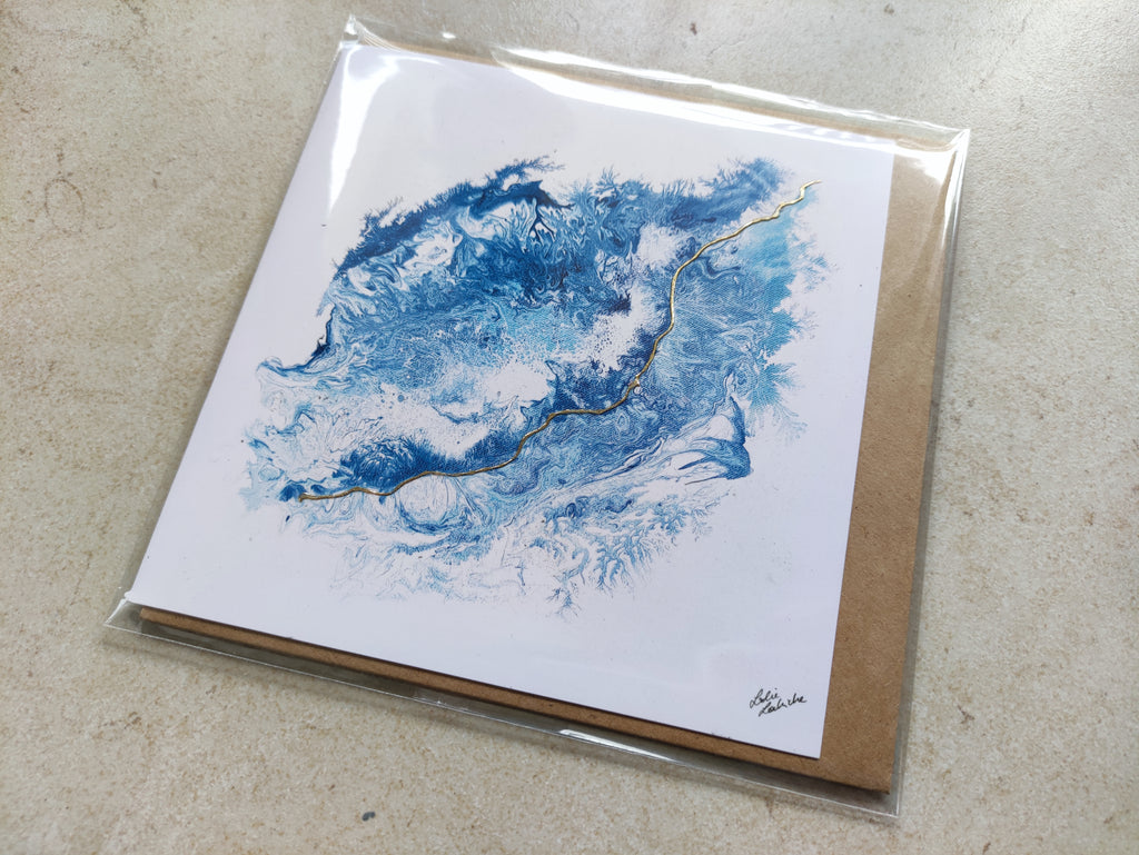 Seven Seas |  Art Greeting Card | Acrylic Fluid Art | HK LOCAL
