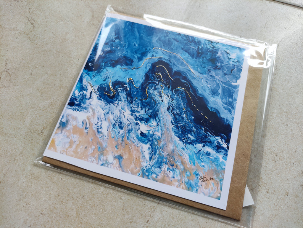 The Beach | Art Greeting Card | Acrylic Fluid Art | HK LOCAL