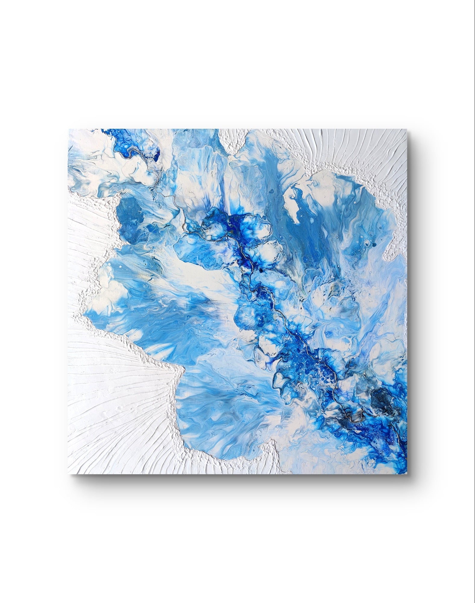 Water Flower — Original Fluid Art Painting with Texture Paste | OCEAN Collection