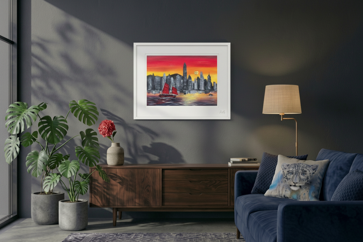 Hk sunset wall art A3 in living room
