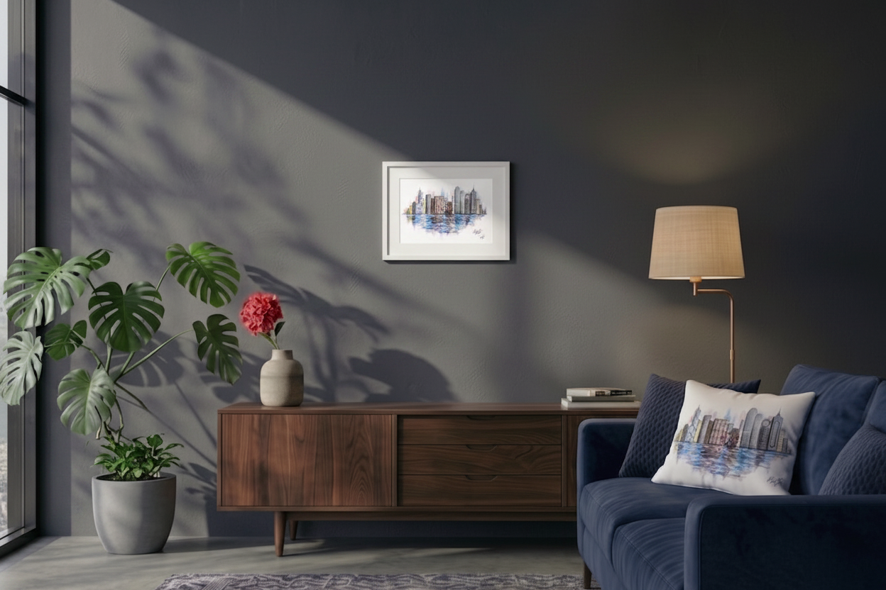 A4 art print hk city in living rom 