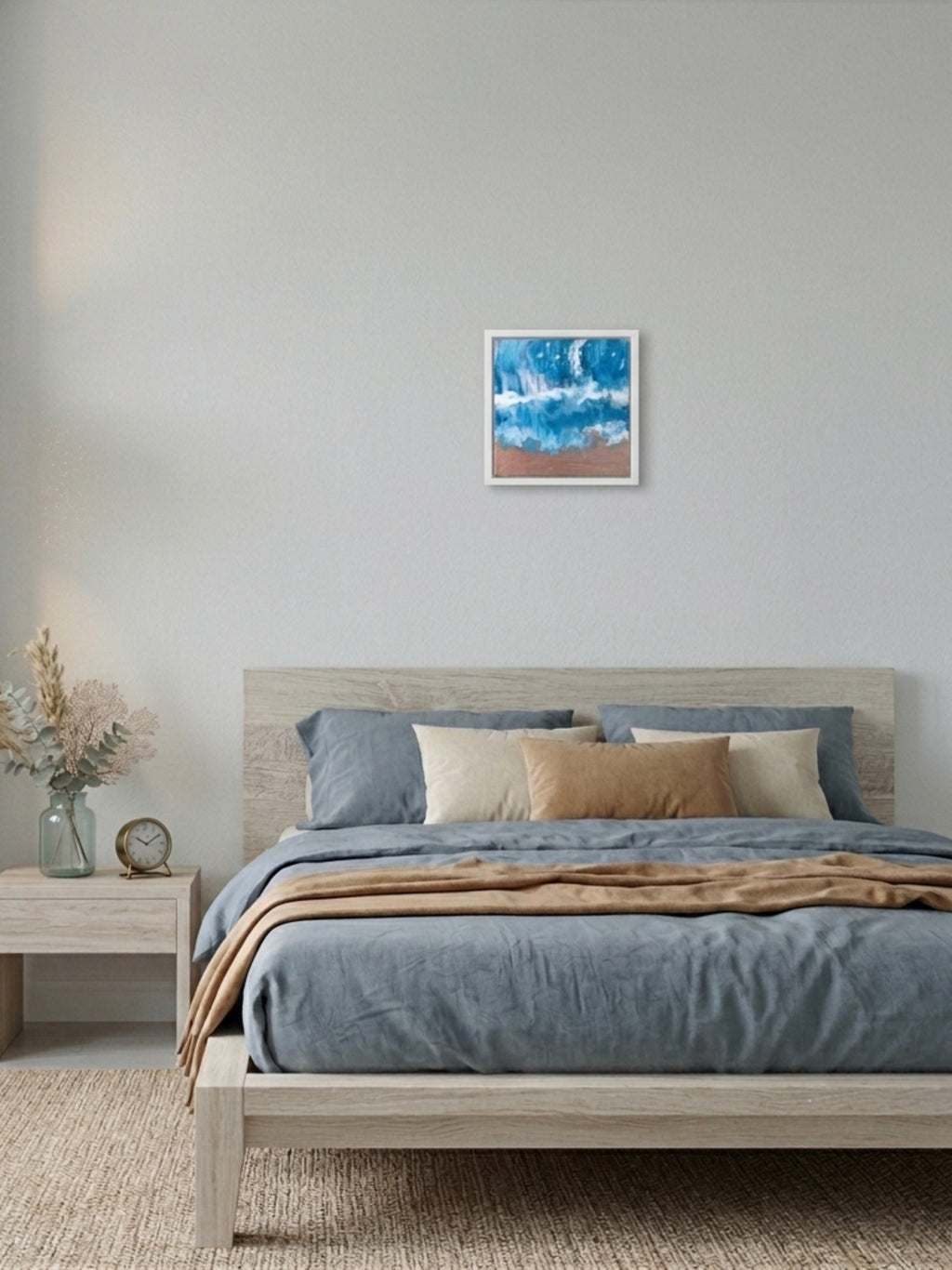 beach painting in bedroom 