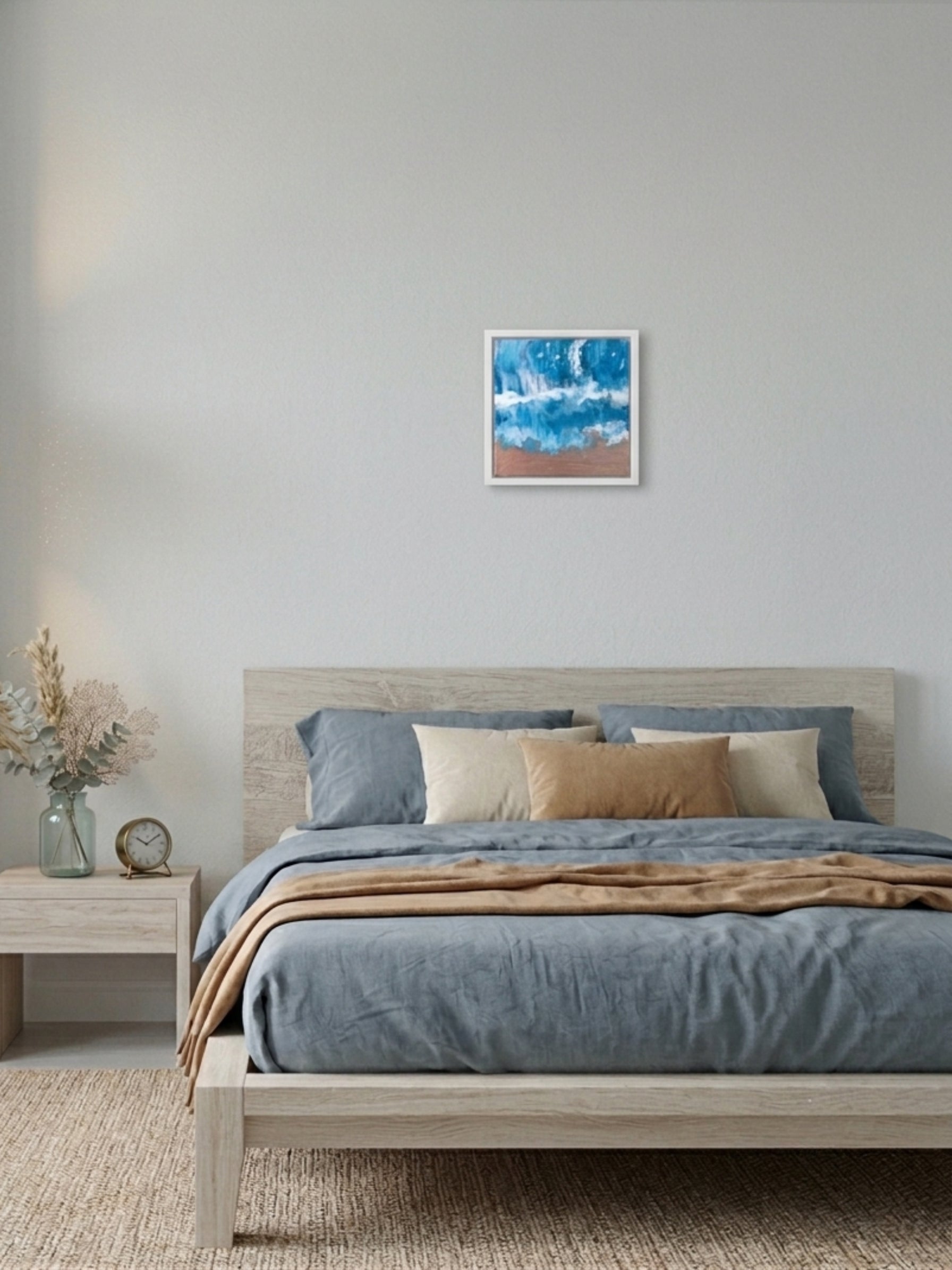 beach painting in bedroom 