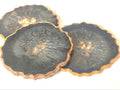 Black Haze Coasters | Set of 3 Geode Resin Coasters | Gold Leaf & Gold Edges | HK LOCAL