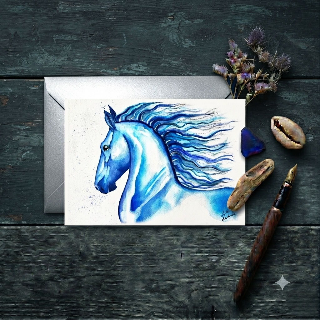 Blue Horse | Art Greeting Card | CNY 2026 | HK LOCAL