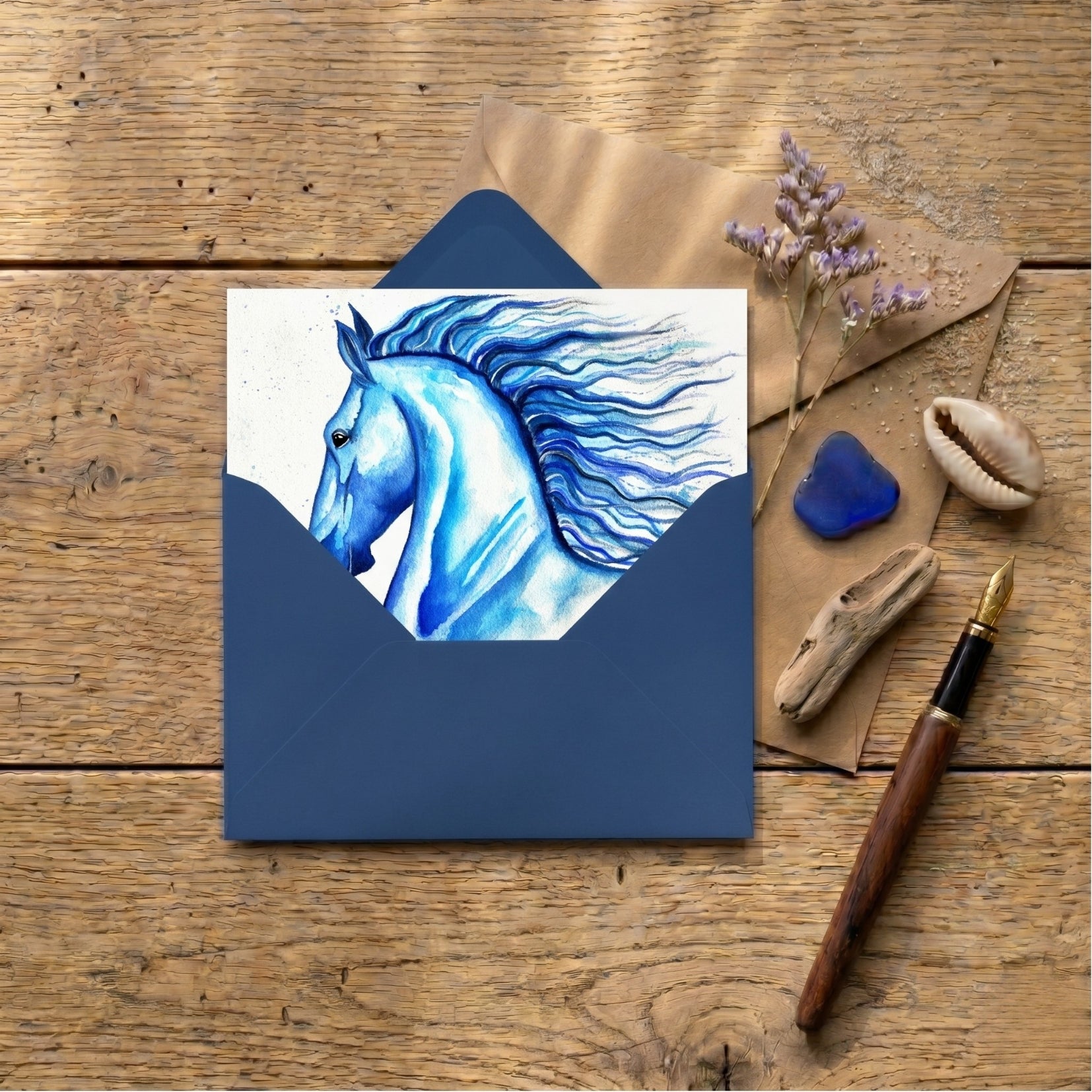 Blue Horse — Art Greeting Card | CNY 2026