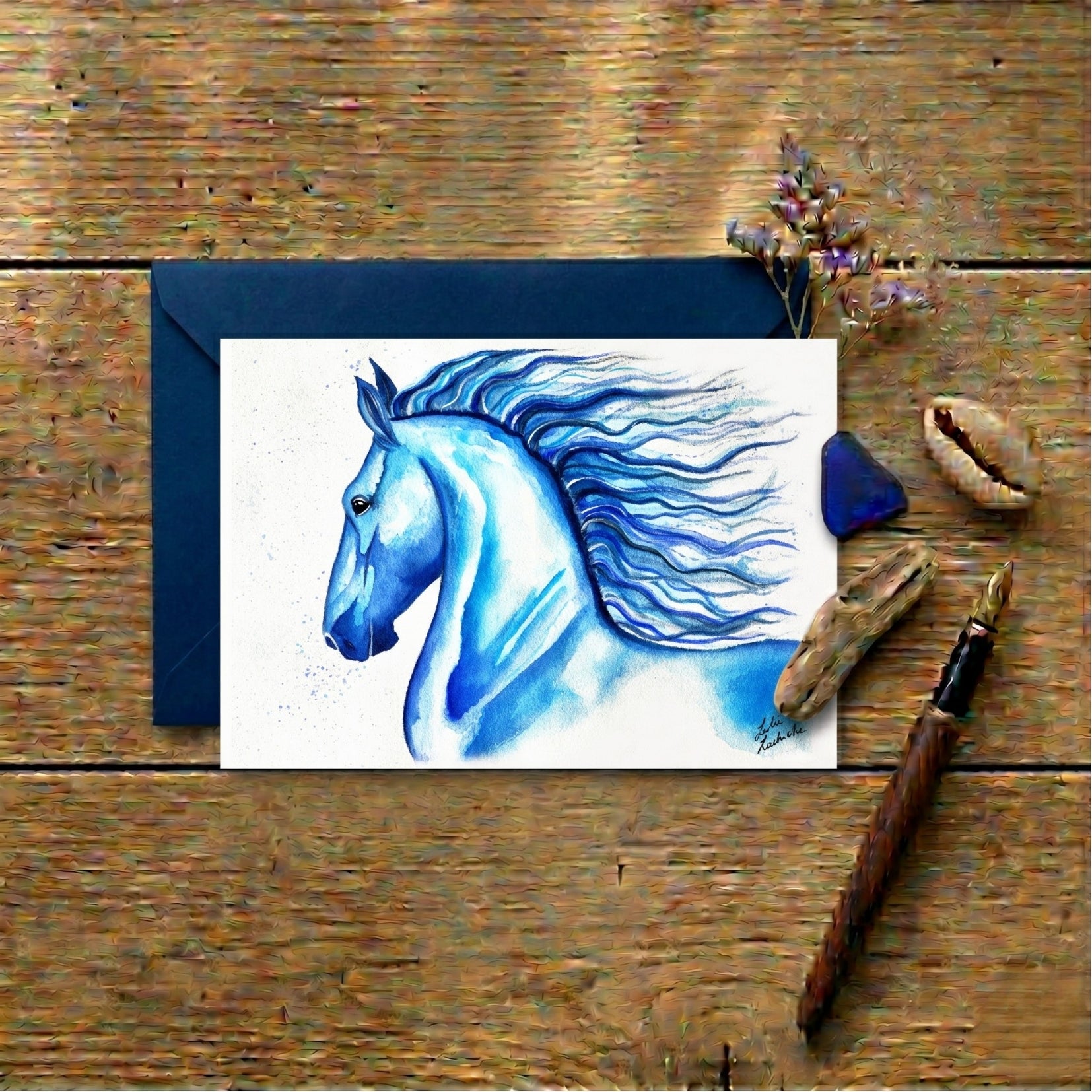 Blue Horse — Art Greeting Card | CNY 2026