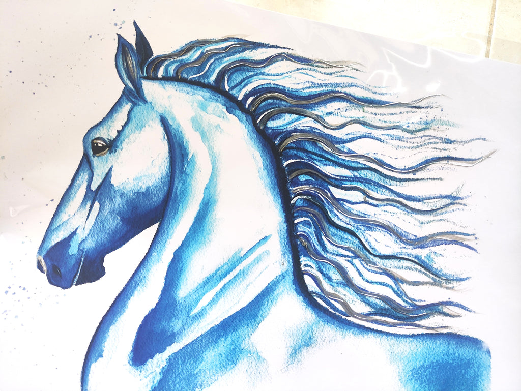 Blue Horse - Art Poster | Silver Foil | A3 | HK LOCAL