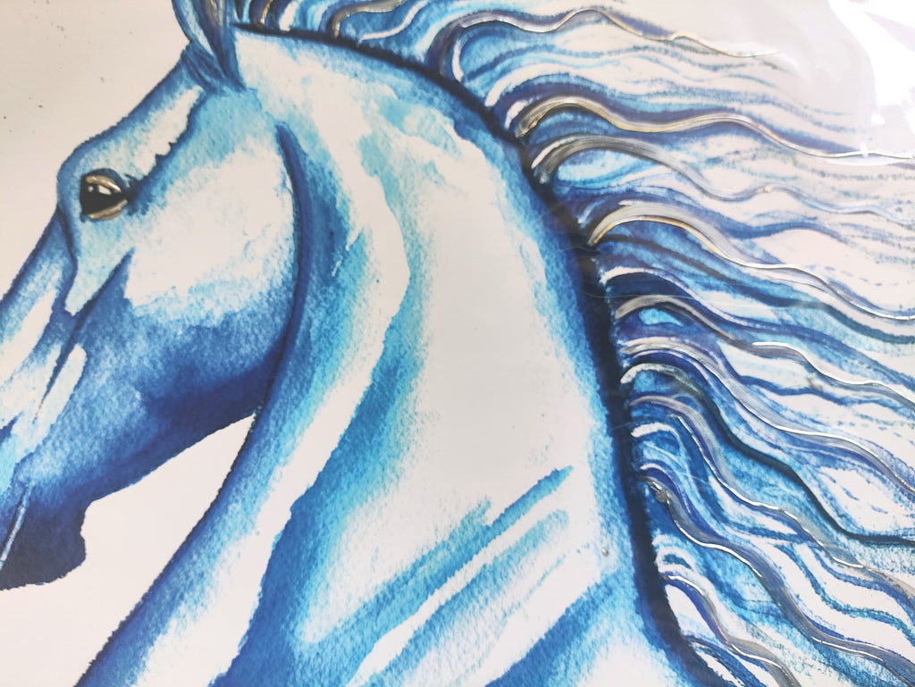 Blue Horse - Art Poster | Silver Foil | A3 | HK LOCAL