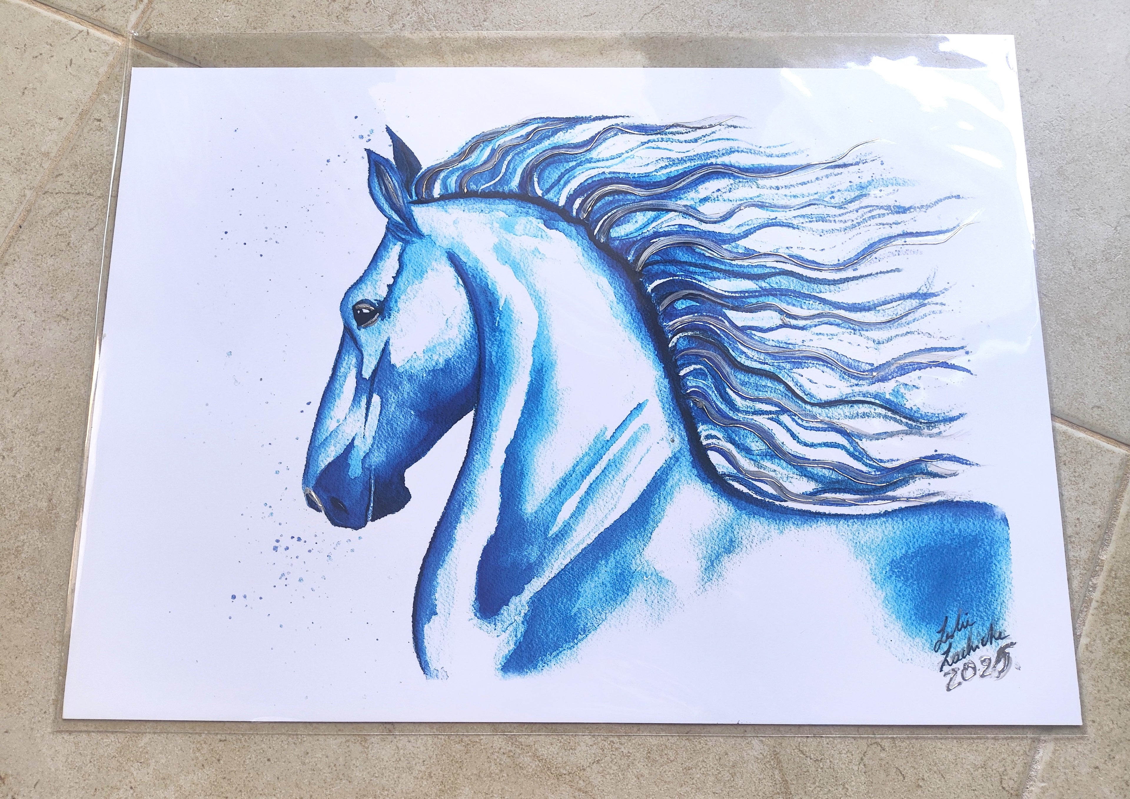 Blue Horse - Art Poster | Silver Foil | A3 | HK LOCAL