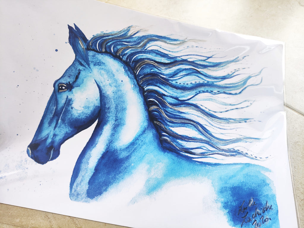 Blue Mare- Art Poster | Silver Foil | A3 | HK LOCAL