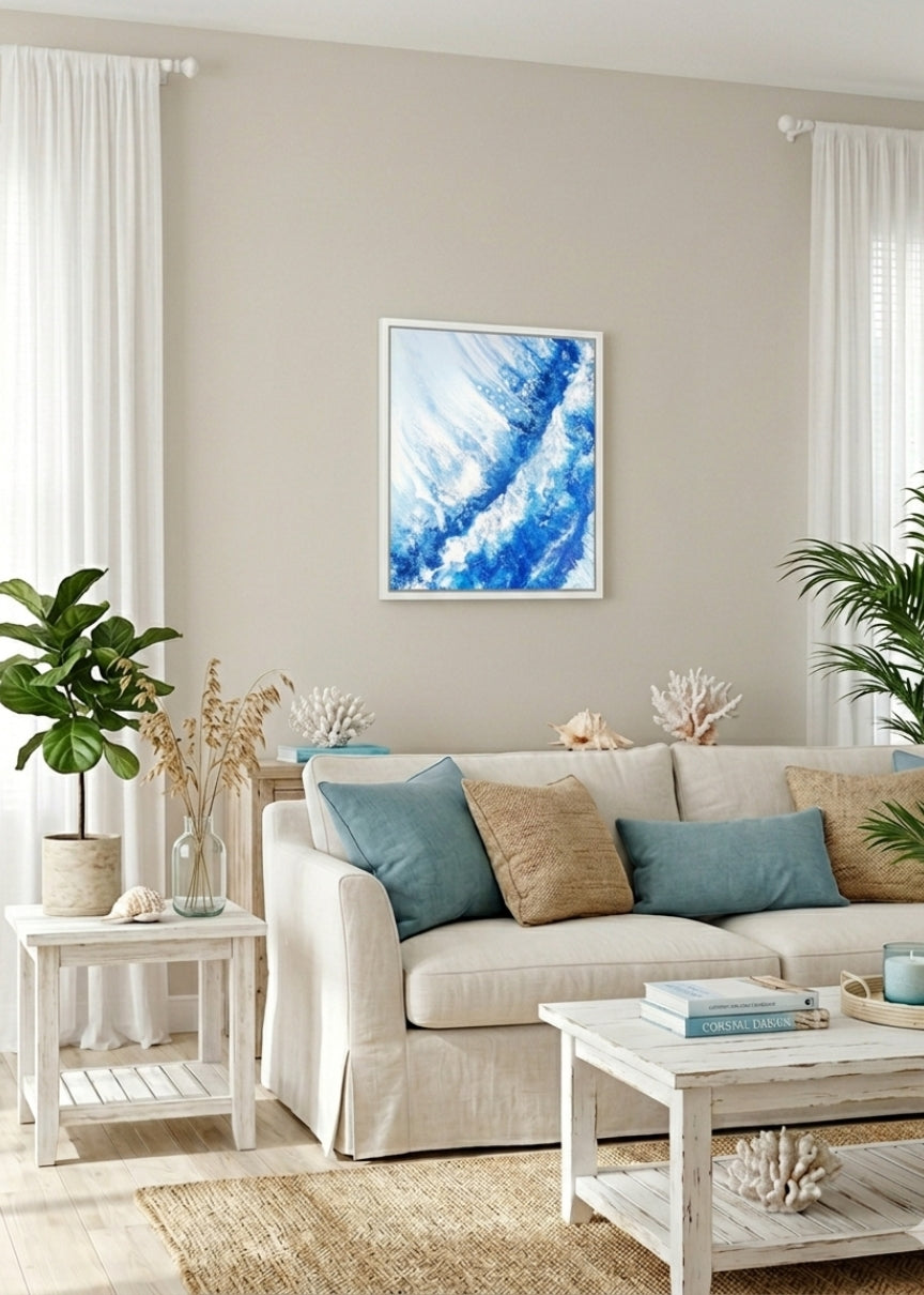 Breath — Original Fluid Acrylic Wave Painting | Ocean Whispers Collection | Leslie Lachiche
