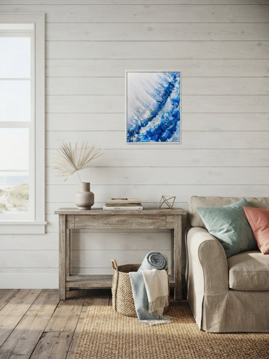 coastal living room with painting 