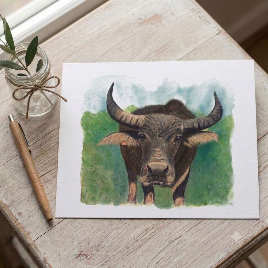 Buffalo 1233 — Art Greeting Card | Lantau Island | HK LOCAL