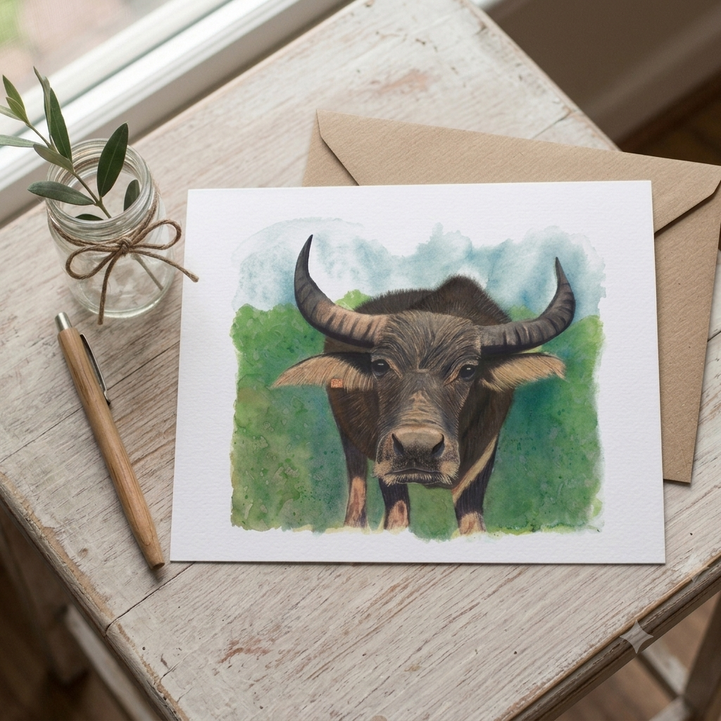 Buffalo 1233 — Art Greeting Card | Lantau Island | HK LOCAL