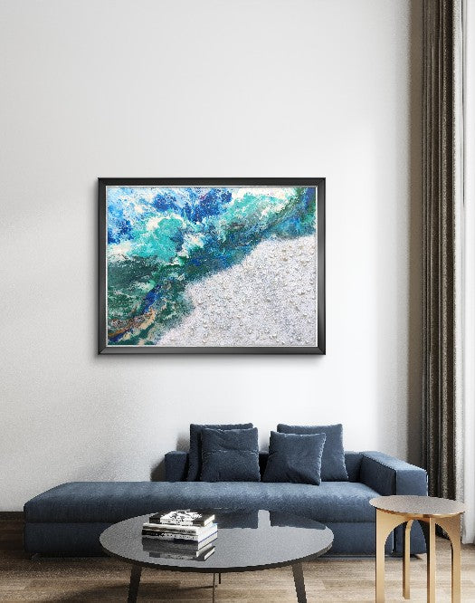 Defrost — Original Large Fluid Art Painting with Quartz Crystals & Epoxy | OCEAN Collection